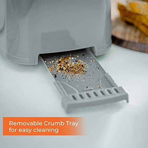 Geepas 2 Slice Bread Toaster with 6 Level Browning Control - Removable Crumb Tray, Cancel Function, Cord Storage & Cool Touch Plastic Housing - 6