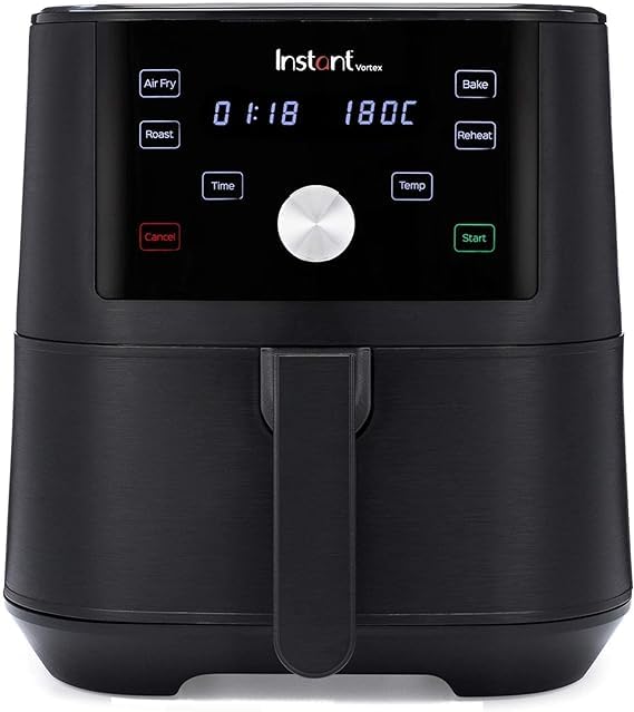 Instant Vortex Digital Single Drawer Air Fryer with Easy to Use 4 Smart Programmes - Air Fry, Bake, Roast and Reheat Capacity, Non-Stick and Dish