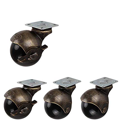SKOAJAS Plate Casters 4 x Plate Universal Nylon Swivel Ball Castor wheels, 2 inch, Heavy Duty Wear resistant Casters for Furniture Industrial tra
