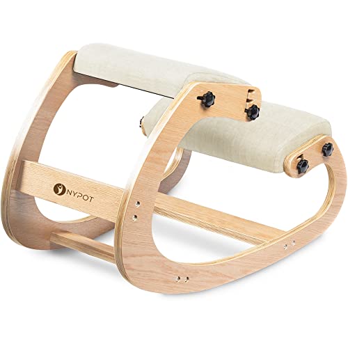 NYPOT Ergonomic Kneeling Chair - Adjustable Rocking Knee Chair Posture Chair - Wooden Office Chair for Back Pain Relief - Kneeling Stool and Angl