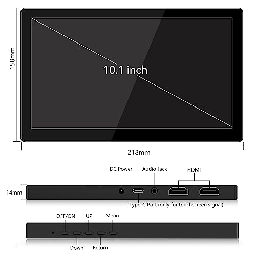 Thinlerain Portable Touchscreen Monitor, 10.1 Inch Portable Laptop Monitor HDMI 1920x1200 IPS 16:10 Screen Computer Display for PC PS3 PS4 Xbox R