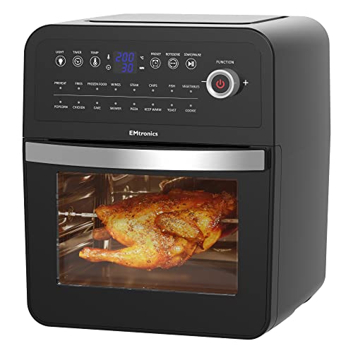 EMtronics EMAFO12LD Digital Extra Large Family Size XL Air Fryer Combi Oven Grill 12 Litre with 11 Pre-Set Menus for Oil Free & Low Fat Healthy C