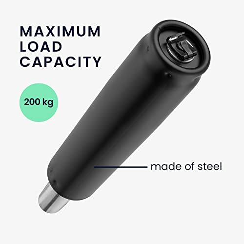 kwmobile Office Chair Gas Lift - 225-310mm Length - 200KG Limit - Replacement Gas Cylinder for Office Swivel Gaming Chairs - 85mm Stroke - Black