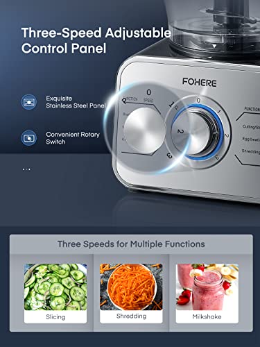 FOHERE Food Processor Multifunctional, 3-Speed Food Processor and Blender Combo with 3.5 L Bowl, 1.5 L Blender Jug, Simple Operation for Blending