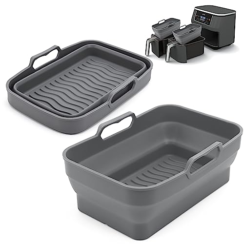 Silicone Air Fryer Liners for Ninja AF300UK 7.6L & Tower T17088, 2 Pack Reusable Air Fryer Silicone Replacement Basket Bowl, Collapsible Baking T