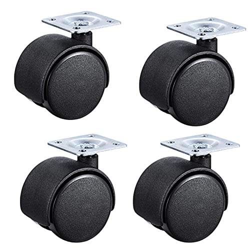 SKOAJAS Plate Casters 4 Nylon Furniture Wheels Office Chair Caster,Swivel Double Wheel,Load 50kg,Replacement for Cots,Computer Desks,Sofa,Top Pla