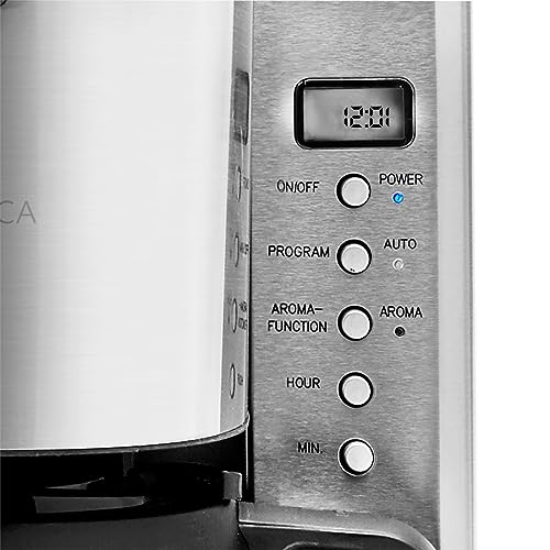 KARACA Coffee Art Aroma Filter Coffee Machine with Timer, 1.35lt / 2.97lb Capacity, INOX Silver and Black Filter Coffee Maker