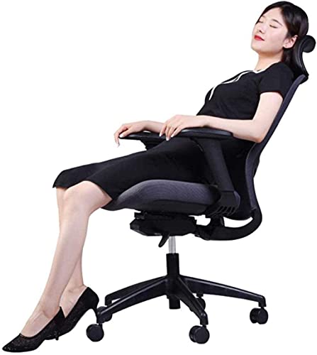 HJW Ergonomic Office Desk Chair Adjustable Mesh Swivel Home Task Chairs with Padded Seat and Armrest Office Chair Armchair