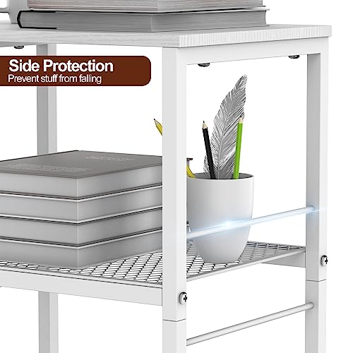 Printer Stand Cart White Rolling Printer Stand with Storage 3 Tier Printer Table with Shelves Storage Mobile Printer Shelf Rack Small Printer Tab