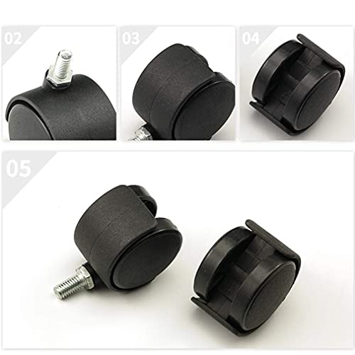 SKOAJAS Plate Casters 5pcs Office Chair Caster Nylon Plastic Replacement Furniture Wheels,Smooth Rolling,Protect Floors,Capacity 100KG,with Threa