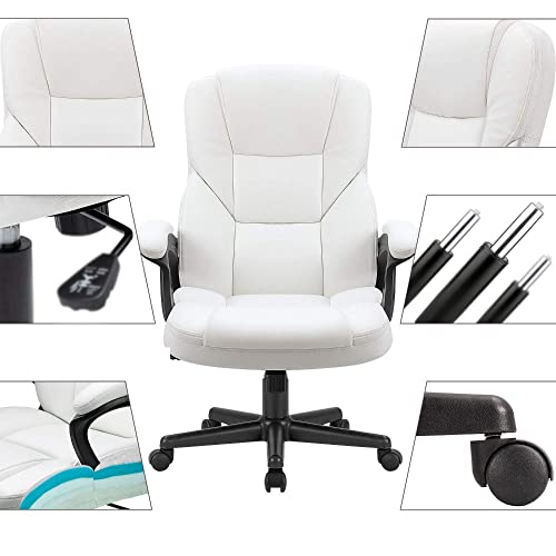 MIAOHY Faux Leather High-Back Executive Office Chair with Lumbar Support, Gaming Chair Meeting Chair Computer Chair