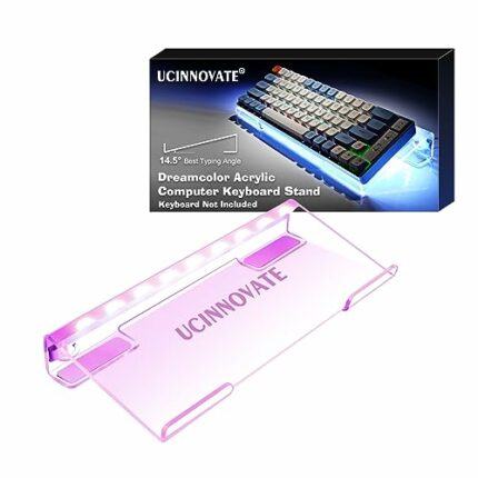 UCINNOVATE RGB Acrylic Computer Keyboard Stand, Mini LED Backlit Keyboard Stand Tray, 60% Gaming Keyboard USB Interface Titled Keyboard Stand for