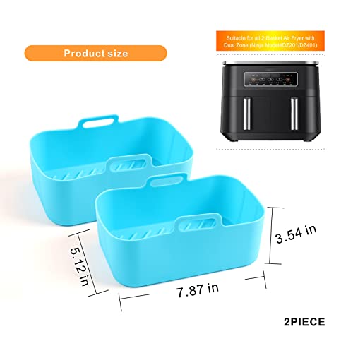 CUTIECLUB Silicone Pot for Ninja Foodi AF300UK, AF400UK & 7.6L-9.5L or Larger Dual Air Fryer, Food Safe Reusable Air Fryer Liner Basket Rectangle