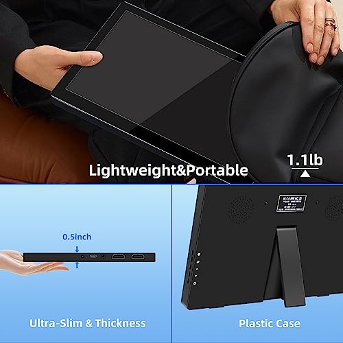 Thinlerain Portable Touchscreen Monitor, 10.1 Inch Portable Laptop Monitor HDMI 1920x1200 IPS 16:10 Screen Computer Display for PC PS3 PS4 Xbox R