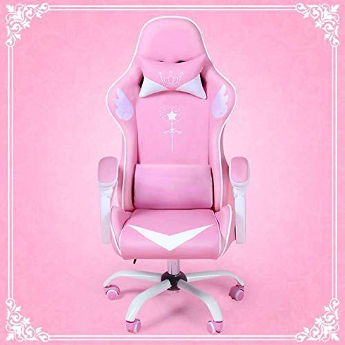 LEIGE Game Chair Can-Go-to-Computer-Chair Cafe Pink Comfortable Girl Fashion Cute Home Internet
