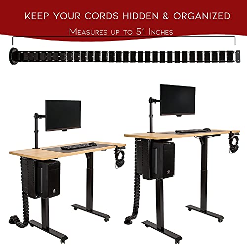 TRUKIND 4 Pcs Electric Adjustable Desk Accessory Kit - Comes with Dual Monitor Mount - Under Desk Cord Organizer Headphone Stand and CPU Holder -