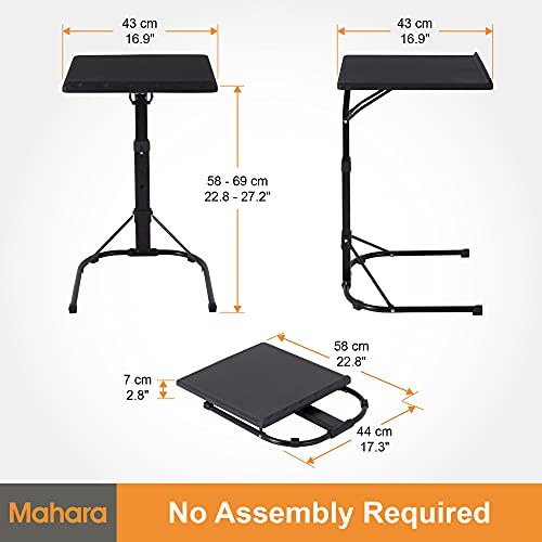 MAHARA Tilting Laptop Stand Foldable Desk Black - Height Adjustable Desk (from 58cm - 69cm) for Laptops - Portable & Lightweight Fold Up Table W4
