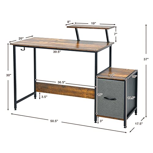 NXYJD Computer Desk Writing Workstation W/Movable Storage Rack & Shelf For Home Office