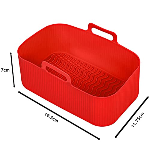 SPARES2GO Basket Compatible with Salter Air Fryer EK4548 EK4750 EK5196 Drawer Liner Silicone (Pack of 2, Red)