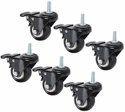 GTYT 1.5In Castor Wheels, Office Chair Replacement Threaded Stem Furniture Casters With Brake, Pu No Noise Be Applicable All Floor
