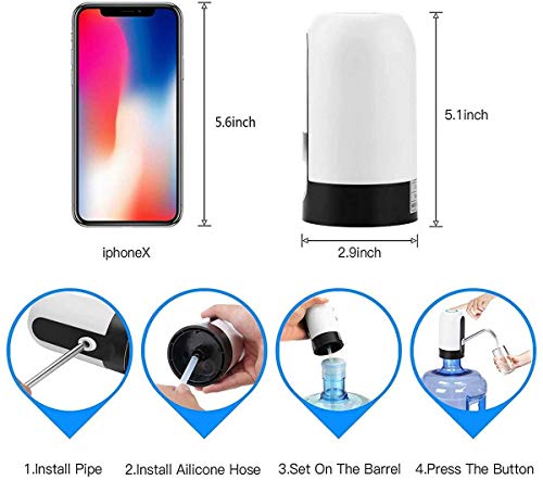 HSIULMY Water Bottle Pump,USB Charging Automatic Drinking Water Pump Portable Electric Water Dispenser Water Bottle Switch for 5 Gallon Water Bot