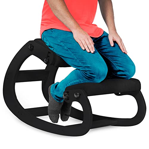 NYPOT Ergonomic Kneeling Chair - Adjustable Rocking Knee Chair Posture Chair - Wooden Office Chair for Back Pain Relief - Kneeling Stool and Angl