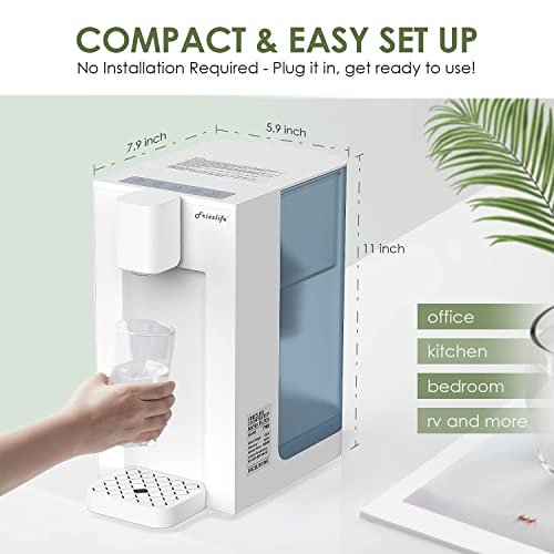 FRIZZLIFE T900 Instant Hot Water Dispenser with Filter, Countertop Water Filter System, 4 Temperatures, Large Capacity, High Temp Safety Lock, Ze
