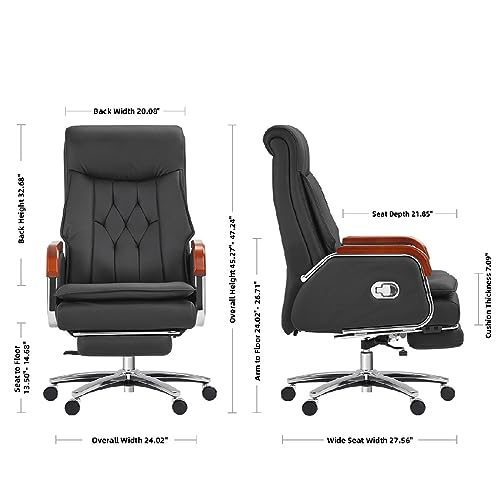 SLNFXC Leather Manager Executive Office Chair Ergonomic Home Chair Fully Reclinable