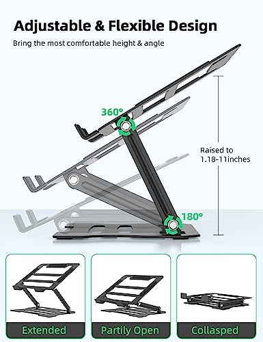 Rupoku Adjustable Laptop Stand, Ergonomic Laptop Riser Heat Vent Computer Stand for Desk, Foldable Portable Tablet Notebook Holder for MacBook Pr