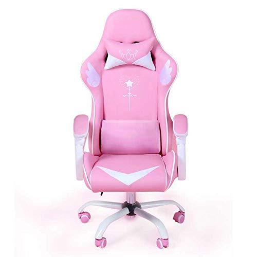 LEIGE Game Chair Can-Go-to-Computer-Chair Cafe Pink Comfortable Girl Fashion Cute Home Internet