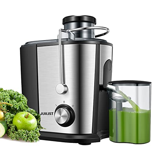 Juilist Juicer, 600W Juicer Machines with Anti-drip & Anti-slip Function, Juicers Whole Fruit and Vegetable with 3-Inch Wide Mouth Food Chute, 2