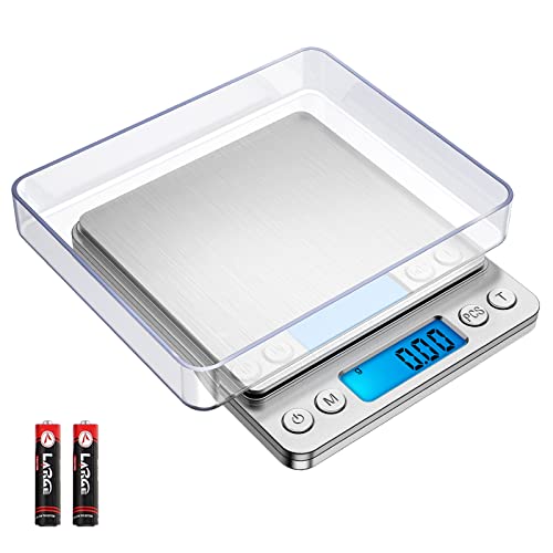 ORIA Pocket Scale, Mini Jewelry Scale, Digital Kitchen Scales with Backlit, 2 Trays, Tare and PCS Features, 500g/0.01g Portable Cooking Food Scal