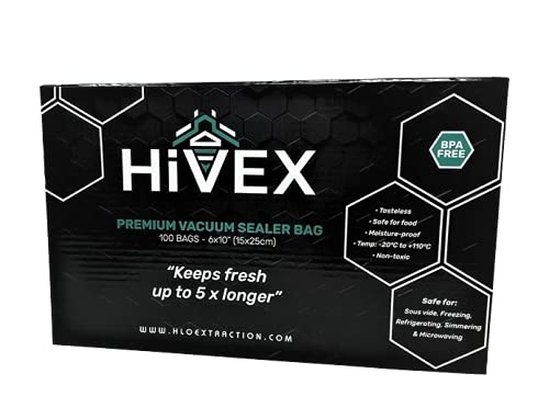 Food Vacuum Sealer Bags 100pcs 15 x 25cm, Commercial Grade Textured Vacuum Sealer Bag for Sous Vide Cooking, Convenient Extractable Package Desig