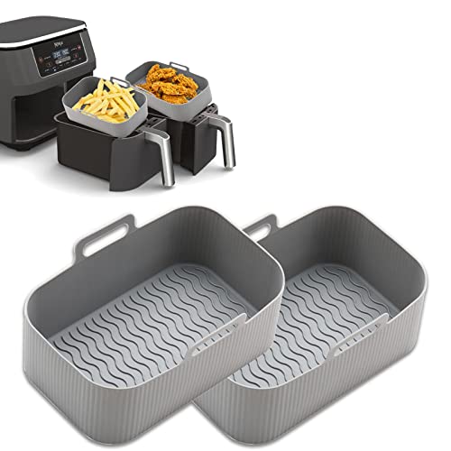 Silicone Air Fryer Liners for Ninja Air Fryer Dual, Ninja Air Fryer Accessories, Reusable Air Fryer Silicone Liner, Airfryer Liners Airfryer Acce