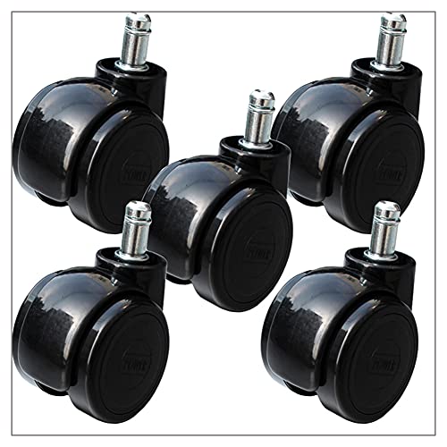 SKOAJAS Plate Casters 5 Furniture Castor Wheels stem M11 for Office Chair 2 inches Heavy Duty 200kg Silent PU with Brake Swivel casters for Table