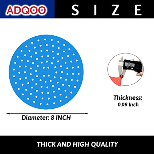 ADQOO Air Fryer Liners, 3 Pack 8 Inch Round Non-Stick Reusable Silicone Mats, 100 Percent Food-Grade, Easy Clean Kitchen Mat Accessories For NINJ