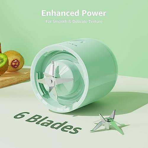 EASEHOLD Portable Blender, Personal Blender for Shakes and Smoothies, 350ml Fruit Juice Mixer with 6 Blades USB Rechargeable, 12Oz Mini Blender,