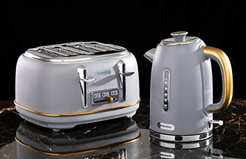 Daewoo Astoria 4 Slice Toaster (1370W-1630W Power) Reheat, Defrost & Cancel Functions and Adjustable Browning Feature, Includes Crumb Tray and Co