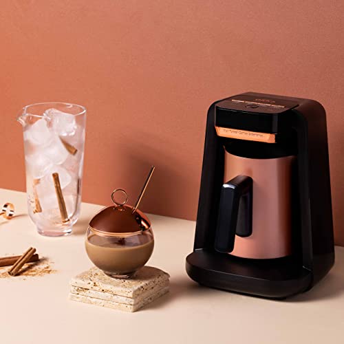 Arzum Okka Rich Automatic Turkish Coffee and Hot Beverage Maker, Velvetiser, 5 cups, Black/Copper