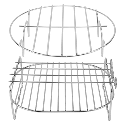 DOITOOL 2pcs Air Fryer Rack Set Double Layer Rack with Skewer Stainless Steel Steaming Rack Trivet Stand Steamer Rack Air Fryer Accessories (8 In