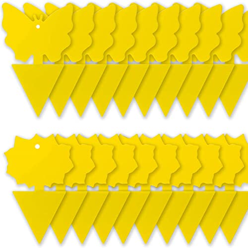 30Pcs Yellow Sticky Fly Trap Paper Fruit Flies Insect Aphids Glue Catcher Bug White Flies, Mosquitos, Fungus Gnats Indoor Outdoor Hanging Trapper