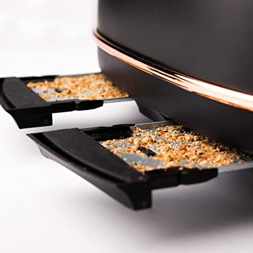 Haden Heritage Black Toaster 4 Slice - Adjustable Browning Control, Reheat and Defrost Functions 4 Slice Toaster - Stainless Steel Toaster 4 Slic