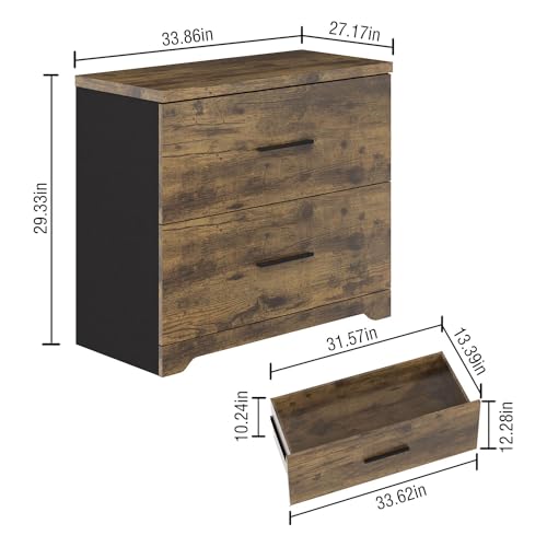 Panana 2-Drawer Wood Lateral File Cabinet, Filing Cabinets Anti-Tilt Mechanism for Home Office Storage Organization, Accommodates Letter/A4/Legal
