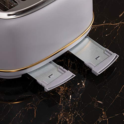 Daewoo Astoria 4 Slice Toaster (1370W-1630W Power) Reheat, Defrost & Cancel Functions and Adjustable Browning Feature, Includes Crumb Tray and Co