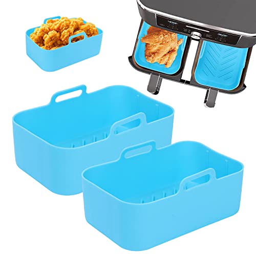 Air Fryer Silicone Pot Compatible for Ninja Foodi Dual DZ201, Reusable Air Fryer Double Basket, Replacement Of Parchment Paper Liners, Easy Clean