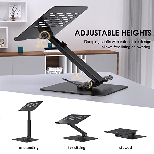 Minthouz 360° Swivel Laptop Stand for Desk, Height/Angle Adjustable Laptop Riser for Collaborative Work, Ergonomic Computer Stand Fit for MacBook