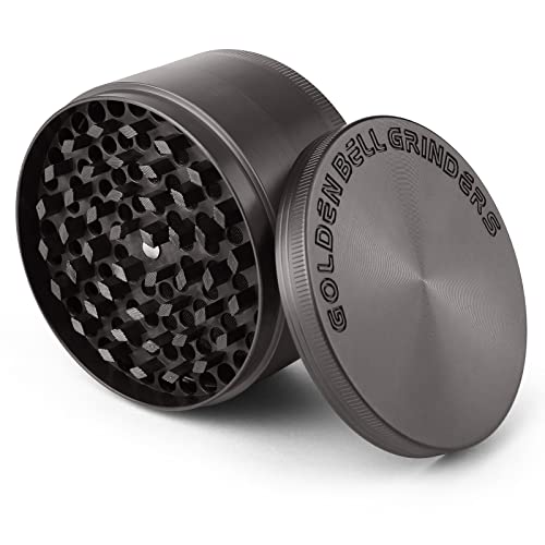Golden Bell 3 inch Grinder 4 Layers Spice Grinder Zinc Alloy Grinder - Nickle Black