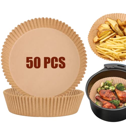 DJEIZME Air Fryer Liners,Air Fryer Paper Liners,Air Fryer Accessories,Oil Proof,Waterproof,Suitable for Air Fryer Steamer,Microwave Oven, 50PCS