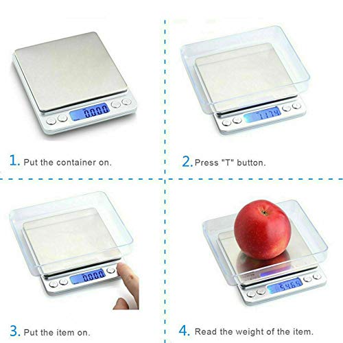 Digital LCD Kitchen Scale, Electric Food Scale for Weighting, Stainless Steel Panel 0.01 g-500g Mini Pocket Square Shape for Home, Office, Jewelr