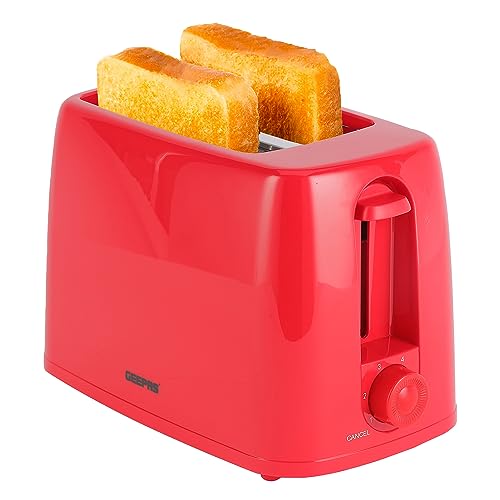 Geepas 2 Slice Bread Toaster with 6 Level Browning Control - Removable Crumb Tray, Cancel Function, Cord Storage & Cool Touch Plastic Housing - 6